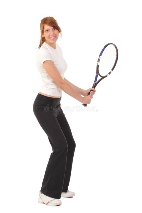 Slim Brunette Playing Tennis Stock Photo Image Of Show Athlete