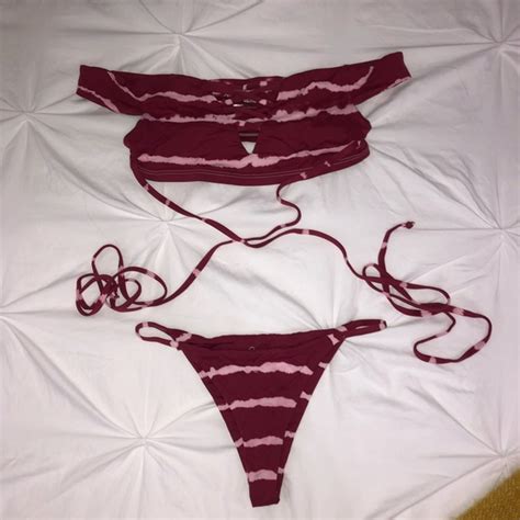 Frankie S Bikinis Swim Frankies Bikinis Shiloh Maroon Bikini Full Set Poshmark