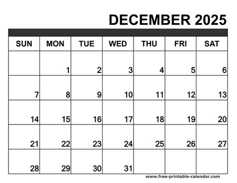 printable calendar december
