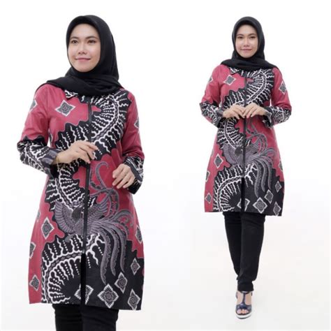 Jual Baju Tunik Batik Wanita Seragam Guru Kantor Jumbo Ld Cm