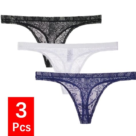 Pcs Lot Mens Lace G String And Thong Sexy Underwear See Through Tanga Bikini String Transparent