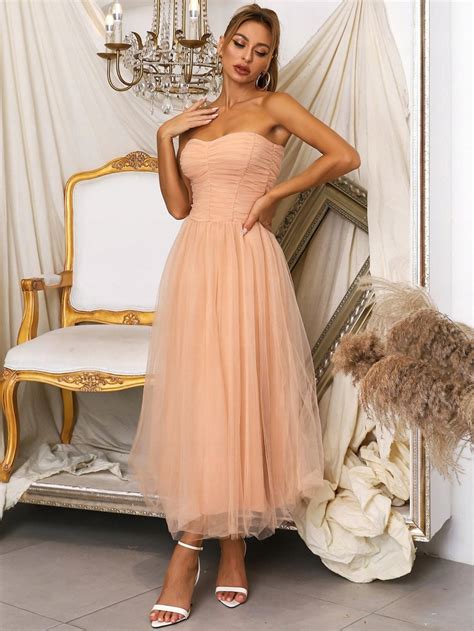 E10C003 SUKIENKA NUDE KOKTAJLOWA TIUL SHEIN S 13156473044 Oficjalne Archiwum Allegro