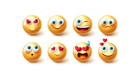 Emojis Character Vector Set Emoji D In Happy And Inlove Facial