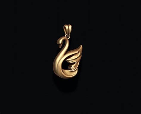 Swan Necklace Yellow Gold Plated Charm Minimal Necklace Etsy