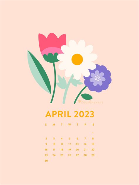 April 2023 Calendar Wallpaper - Sarah Hearts