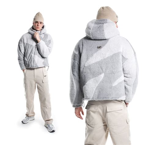 Fluffy Sherpa Jacket Light Grey Weyz Clothing