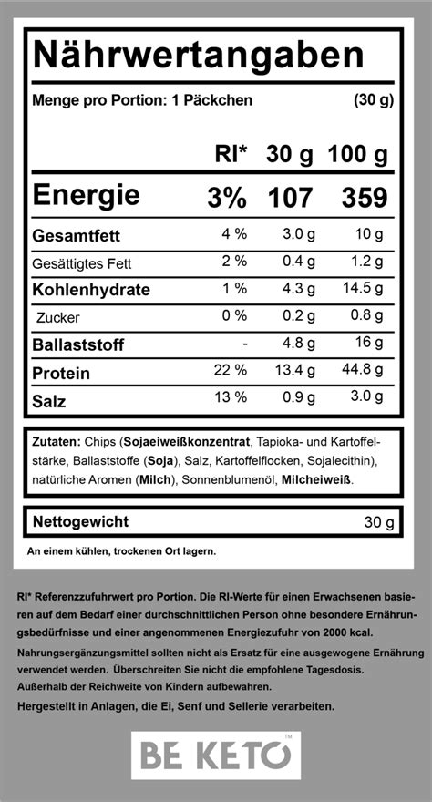 Keto Chips Schweizer Käse und Französische Zwiebeln 30g BeKeto