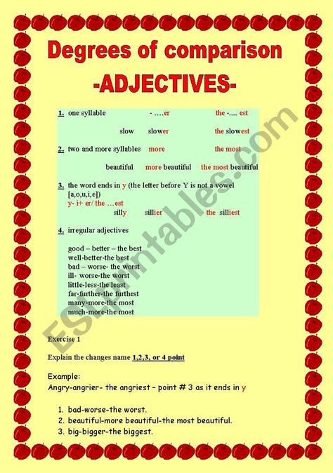 Degrees Of Comparison Adjectives Esl Worksheet By Allakoalla