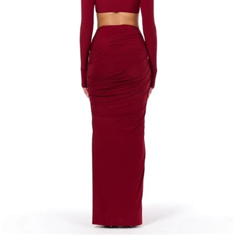 Naked Wardrobe Skirts Naked Wardrobe Ruched Bodycon Maxi Skirt Red Poshmark