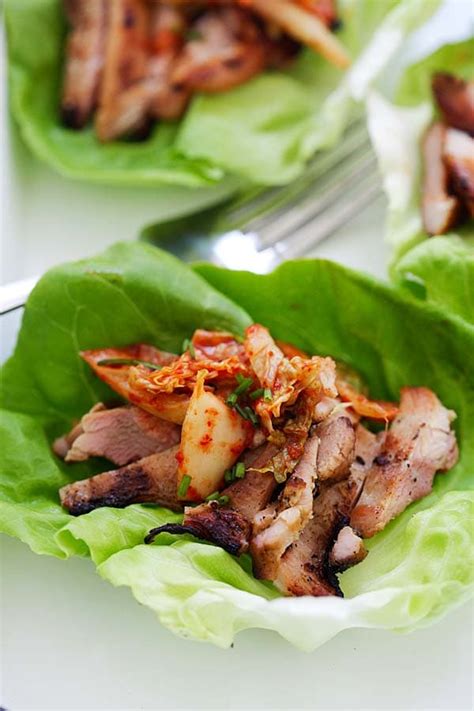 Korean Bbq Chicken Kimchi Lettuce Wraps Easy Delicious Recipes