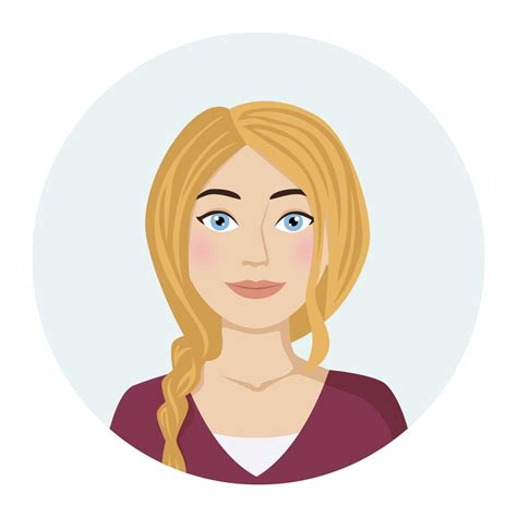Female Avatar Blonde Woman Portrait Vector Illustration Of A Female Character In A Modern
