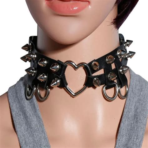 Statement Necklace Gothic Choker Leather Rivets New Chokers