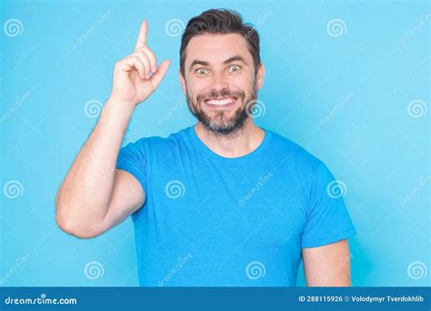 Happy Man Thinking Of Idea On Studio Background Portrait Of Man Has
