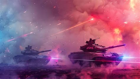 Chaos on the Battlefield Tanks Missiles and Lasers Concept Battlefield ...