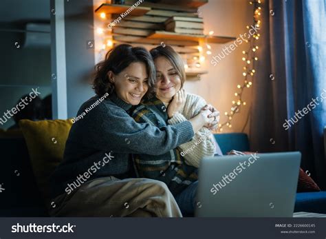 Cheerful Cute Lesbian Couple Two Young库存照片 Shutterstock
