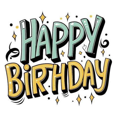 Hand Drawn Happy Birthday Lettering With Confetti Premium Ai Generated Vector