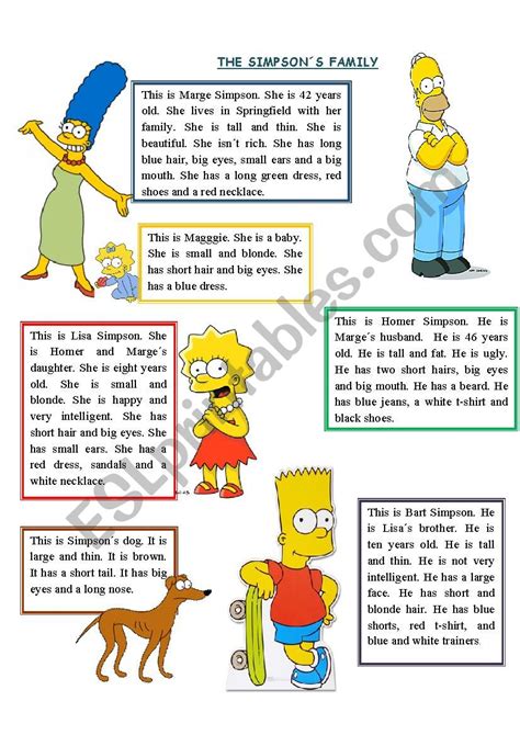 Reading Comprehension The Simpsons Esl Worksheet By Buddy