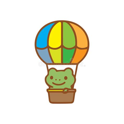 Cute Frog Floating In A Colorful Hot Air Balloon Stock Vector Illustration Of Festival