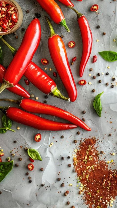 Hot Red Chili Pepper And Peppercorn Seasoning Top View Stock Illustration Illustration Of