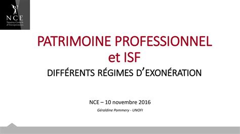 Patrimoine Professionnel Et Isf Diff Rents R Gimes Dexon Ration Ppt