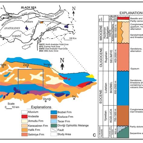 Location Map Simplified Geological Map And Stratigraphic Section Of