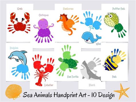 Sea Animals Handprint Art Bundle Summer Handprint Classroom Nursery