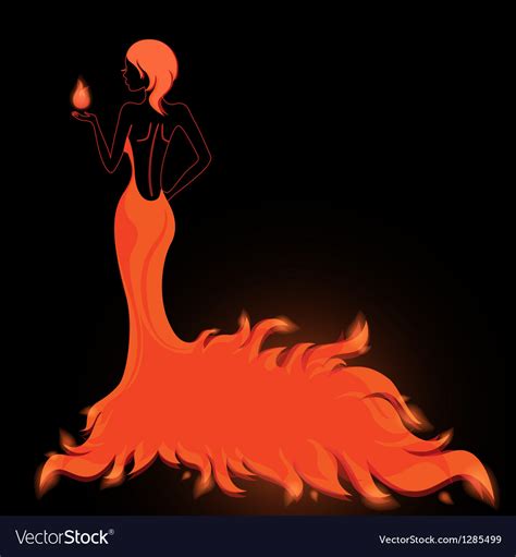 girl   fiery dress royalty  vector image