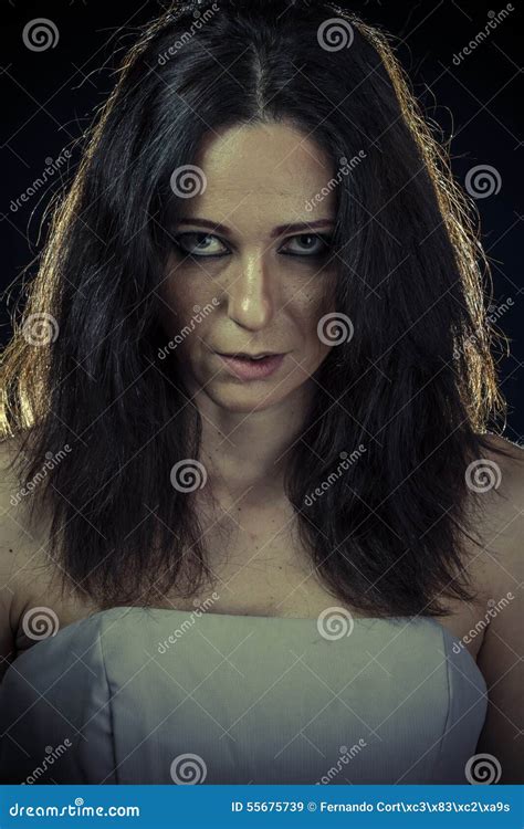Trouble Sad Brunette Woman With Long Hair And Evening Gown Stock Image Image Of Asian