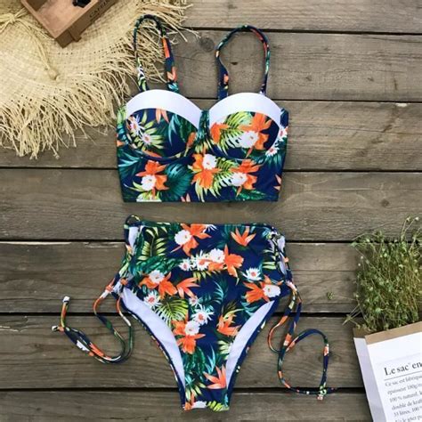 MAILLOT DE BAIN Bikini vintage sexy pour femmes maillot de bain pièces culotte taille haute