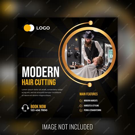 Premium Vector | Barber shop social media post Template