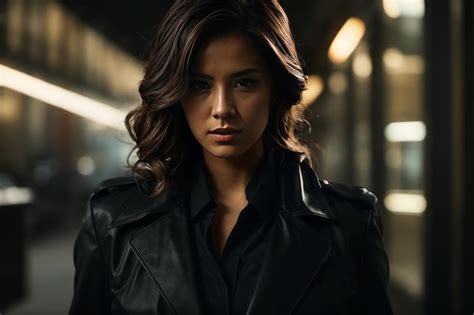 Premium Photo Closeup Portrait Of A Beautiful Brunette Spy Woman