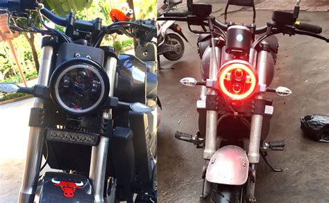 Amazon Hozan Inch Black Led Motorcycle Headlight Red