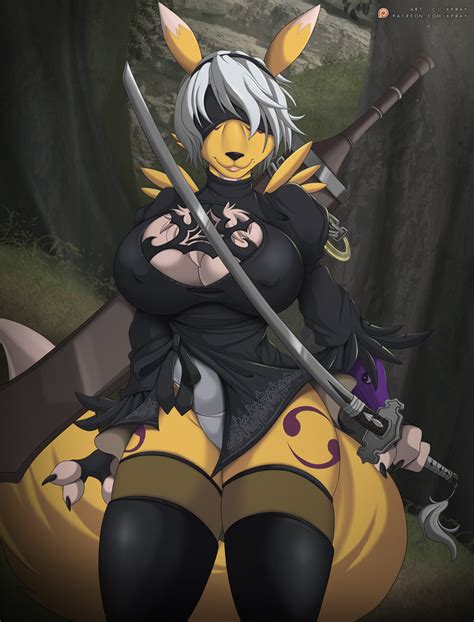 Renamon 2B COLOR By Xpray Hentai Foundry