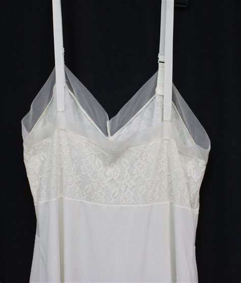 Vtg Slip Full Nylon Lace Underslip Cream Ivory Retro Lingerie S S S M EBay