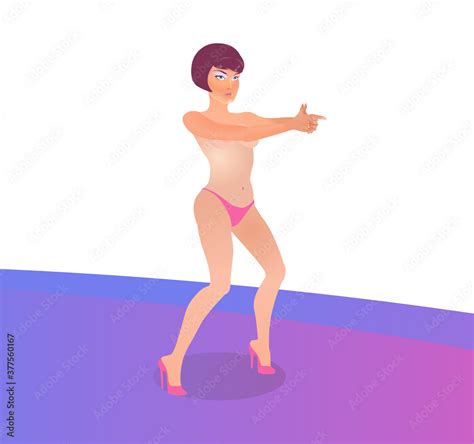Half Naked Girl Shooting Posture Vector Illustration Stock Vector