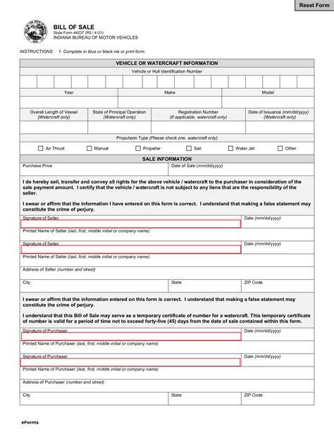 Bill Of Sale Form Indiana Bmv at Nancy Milne blog