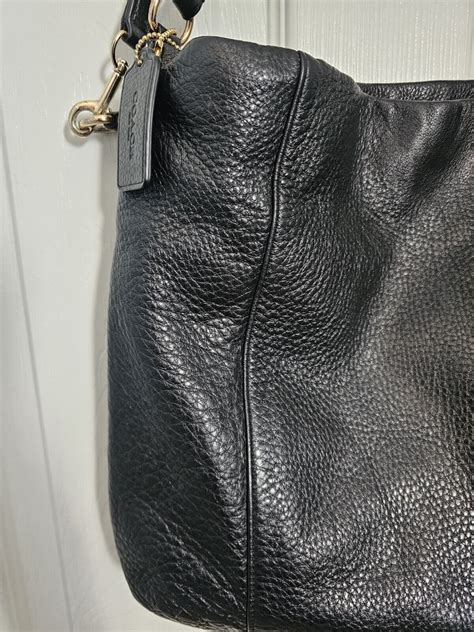 Coach F Black Isabelle Pebbled Leather Hobo Cros Gem