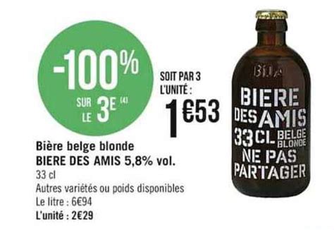 Promo Bière Belge Blonde Bière Des Amis 5 8 Vol chez Géant iCatalogue fr