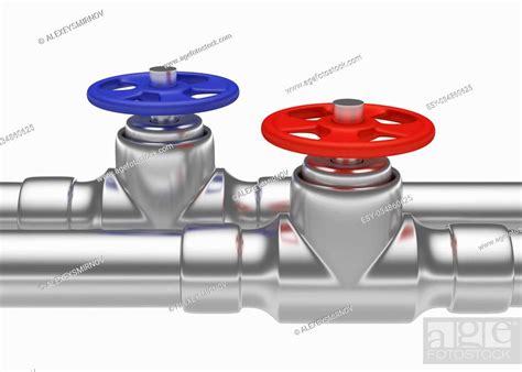 Plumbing Pipeline With Hot Water And Cold Water Pipes Water Supply System Industrial