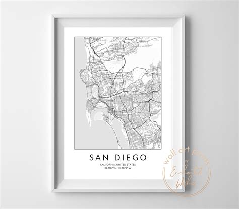 San Diego Map Print - Wall Art