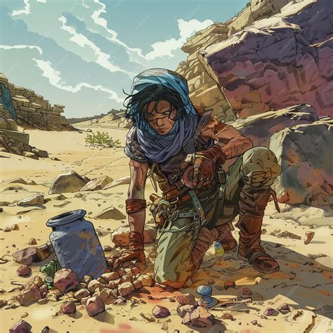 Desert adventurer discovering hidden treasures | Premium AI-generated image