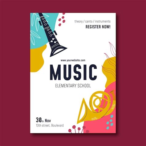 Premium Vector Hand Drawn Music School Poster