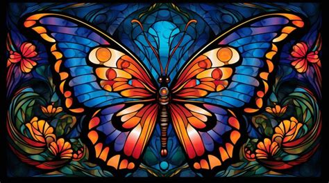 Premium Ai Image A Beautiful Butterfly Stained Glass Window