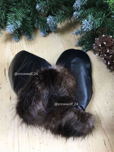 Мужские рукавицы с подкладом из меха бобра – заказать на Ярмарке ...