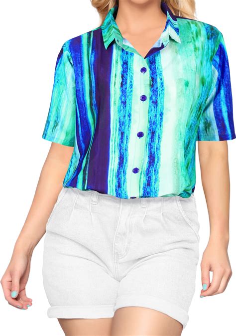 La Leela Button Down Shirt For Women Casual Holiday Summer Beach Party