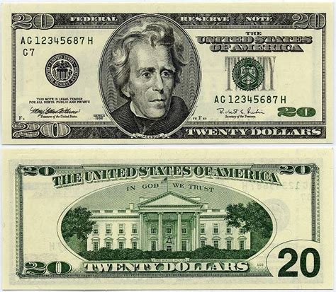Old Twenty Dollar Bill Actual Size