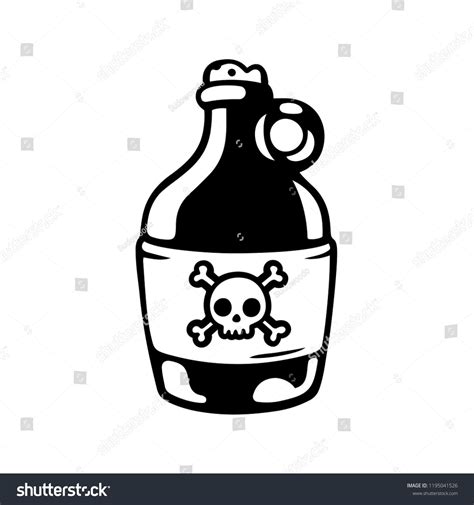 Cartoon Poison Bottle Drawing Black And White Retro Style Jar With