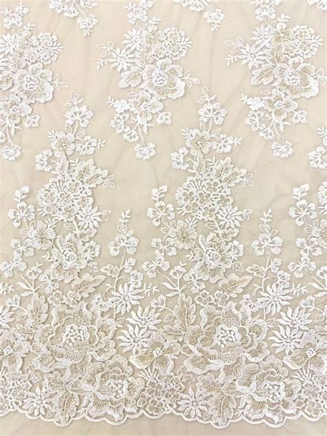 Nude Off White Beatrice Corded Embroidery Lace