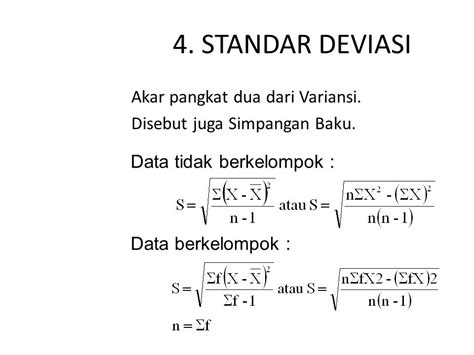 Rumus Standar Deviasi Data Berkelompok