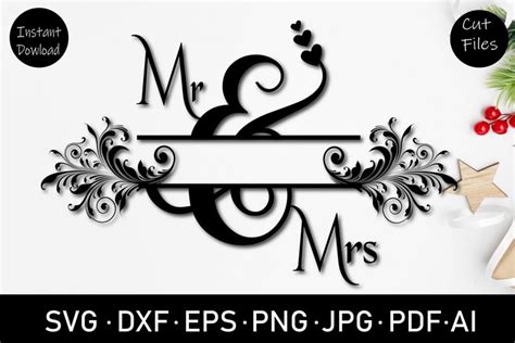 Wedding Floral Split Monogram Svg Mr And Mrs Split 1226331